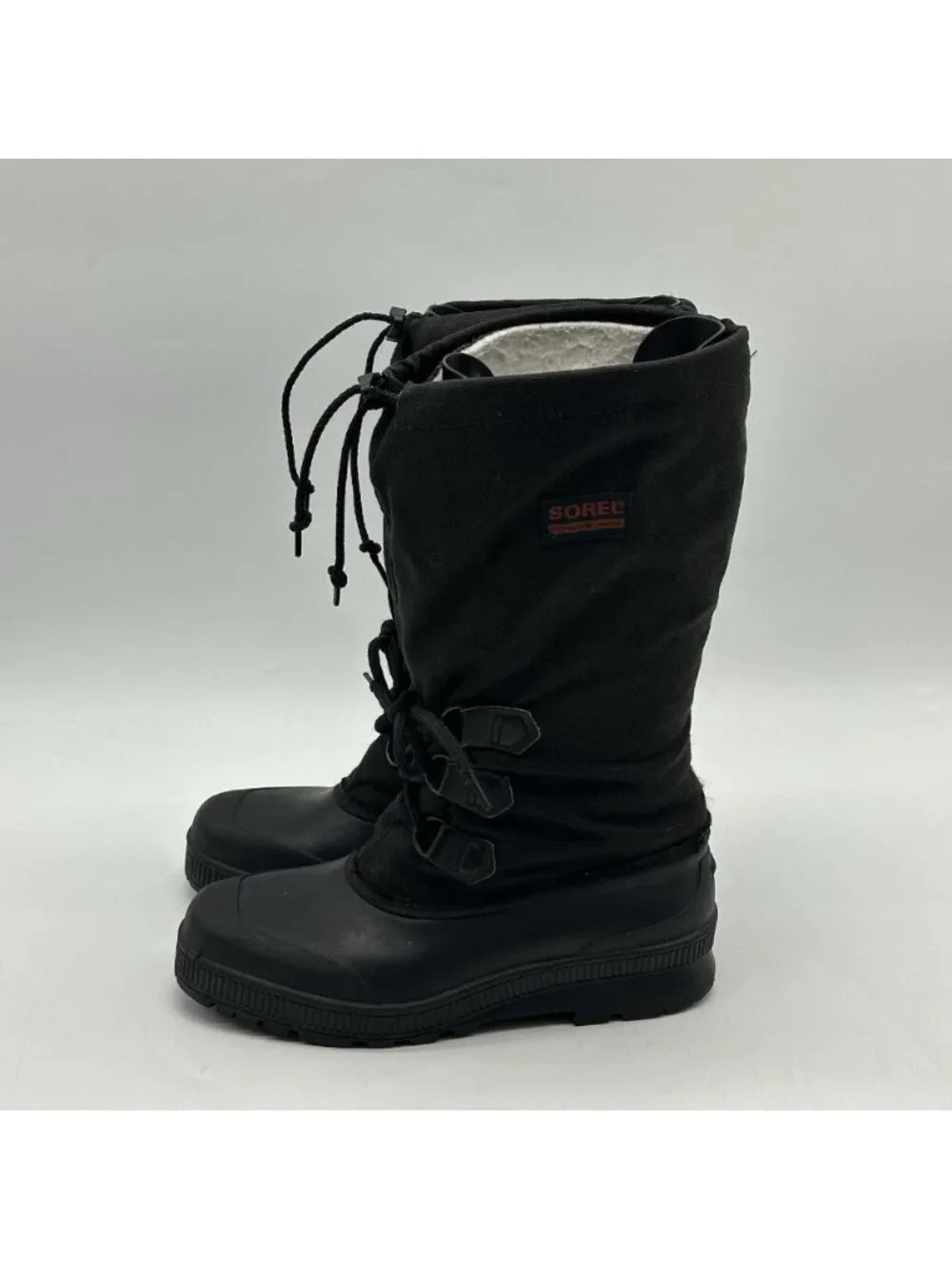 Vintage Sorel Snowlion Canada Black Tall Lace-Up Snow Boots - Women's Size 10